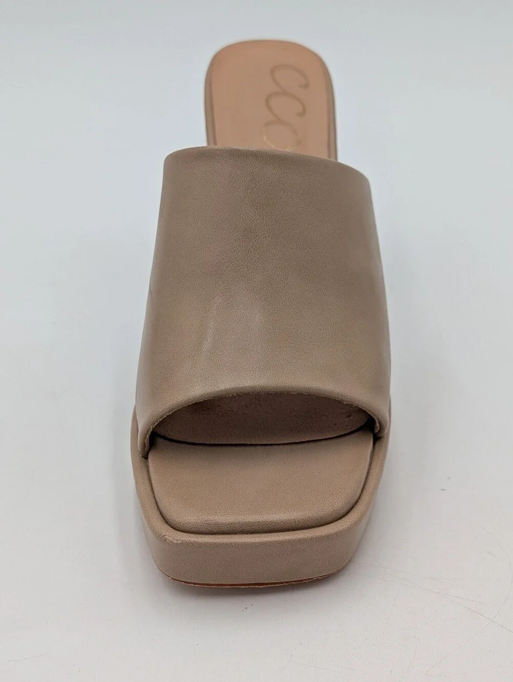 CCOCCI Sz 8.5 Doris Natural/Taupe Platform Heeled Sandals Y2K Block Heels